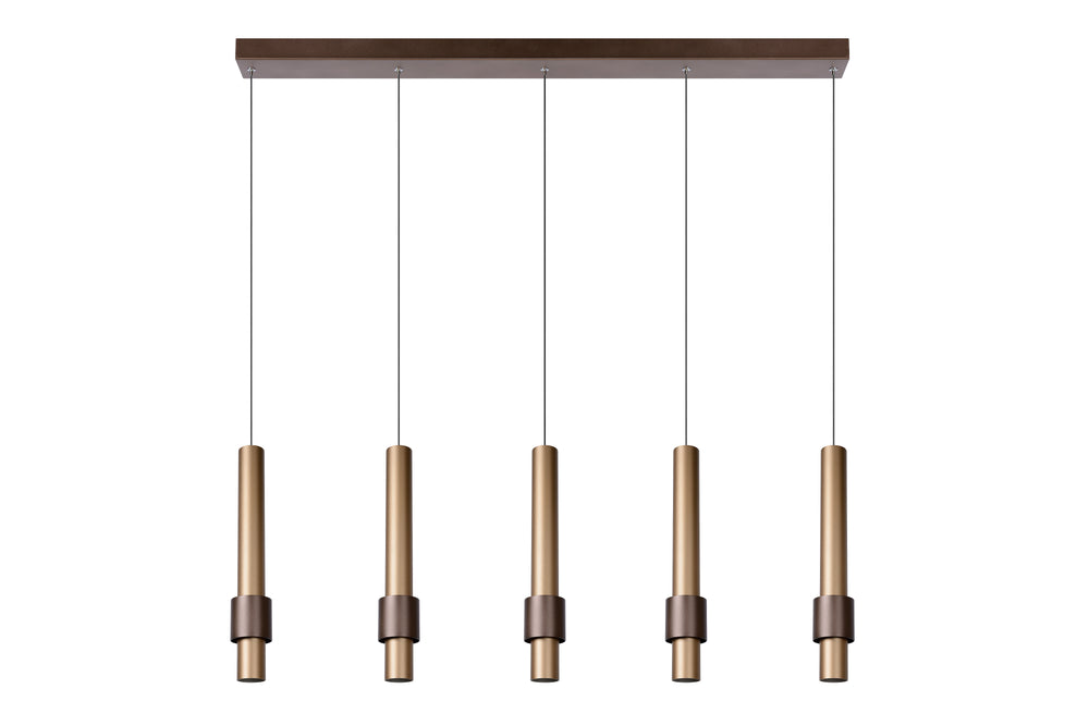 Lucide MARGARY LED pendellampa, dimbar 5x4.2W 2700K 230V, aluminium kaffefinish, modern höjdjusterbar