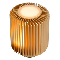 Lucide TURBIN LED table lamp 5W 3000K Satin Gold modern metal cylinder design with cord switch IP20