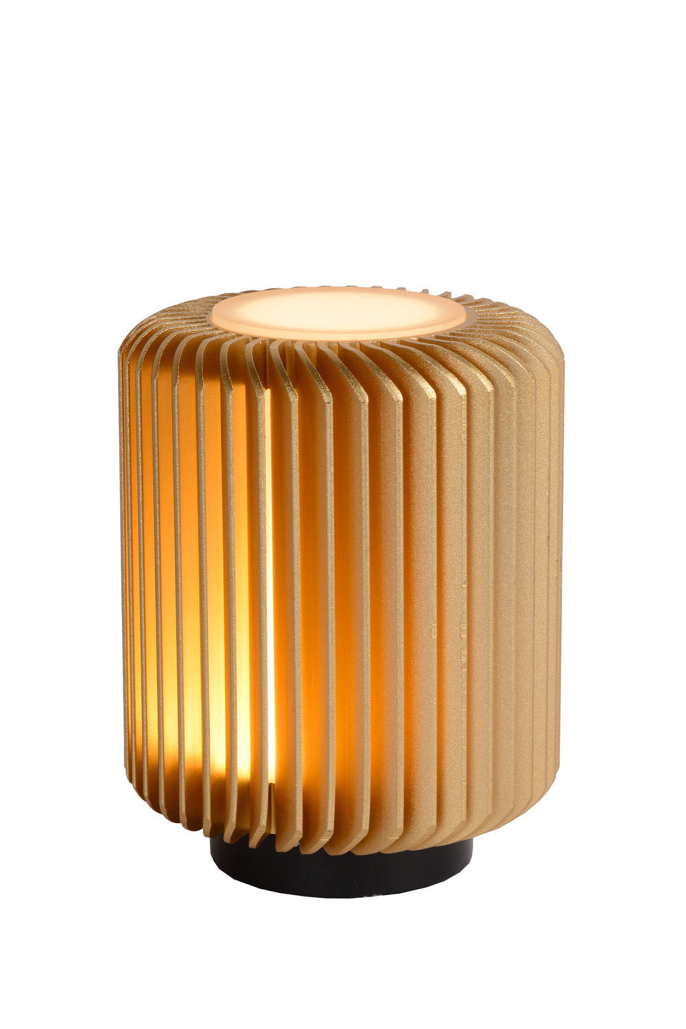 Lucide TURBIN LED table lamp 5W 3000K Satin Gold modern metal cylinder design with cord switch IP20