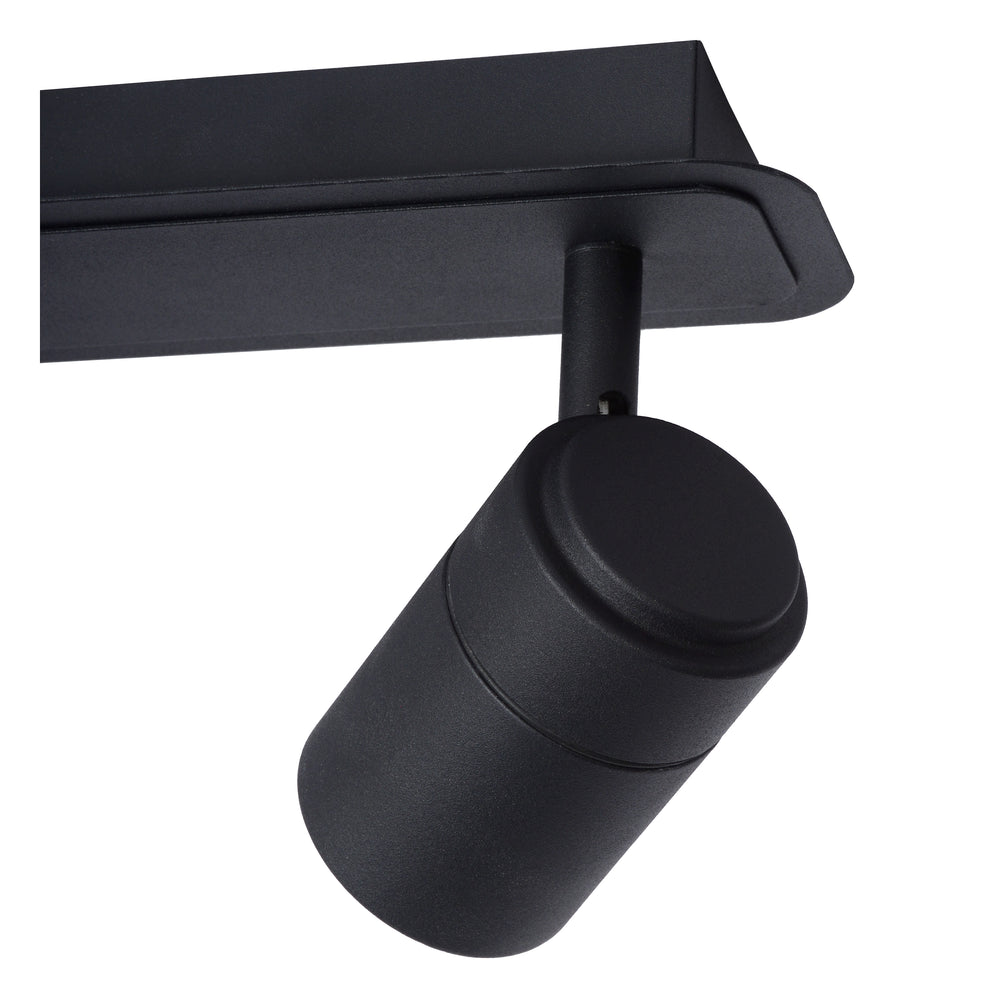 Lucide LENNERT LED bathroom ceiling spotlight, 2x5W GU10 dimmable, 3000K, IP44, Sand Matt Black