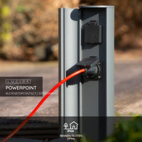 Lucide utomhus elstolpe med uttag IP44, Typ F jordat uttag, aluminium antracitfinish, 40 cm höjd