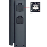 Lucide utomhus elstolpe med uttag IP44, Typ F jordat uttag, aluminium antracitfinish, 40 cm höjd