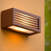 Lucide DIMO utomhus vägglampa Antracit, E27-sockel, IP54, aluminiumhölje, 220-240V, modern boxdesign