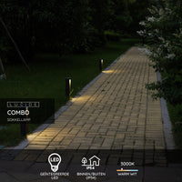Lucide COMBO LED trädgårdspelarbelysning, 9W 3000K, IP54 Svart aluminium, 250mm modern utomhuspollare