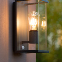 Lucide CLAIRE LED vägglampa Antracit, 1xE27, IP54, med rörelse- och dag/natt-sensor, 220-240V