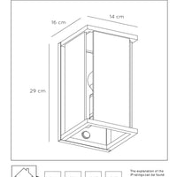 Lucide CLAIRE LED vägglampa Antracit, 1xE27, IP54, med rörelse- och dag/natt-sensor, 220-240V
