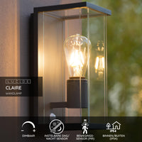 Lucide CLAIRE LED vägglampa Antracit, 1xE27, IP54, med rörelse- och dag/natt-sensor, 220-240V