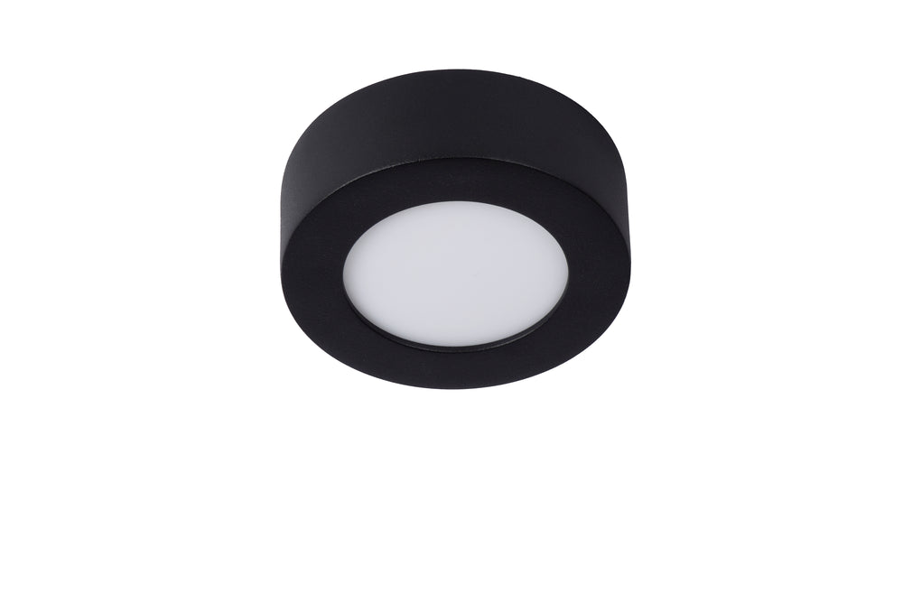 Lucide BRICE LED badrumstaklampa, rund 8W dimbar 3000K IP44 Matt Svart Ø117mm