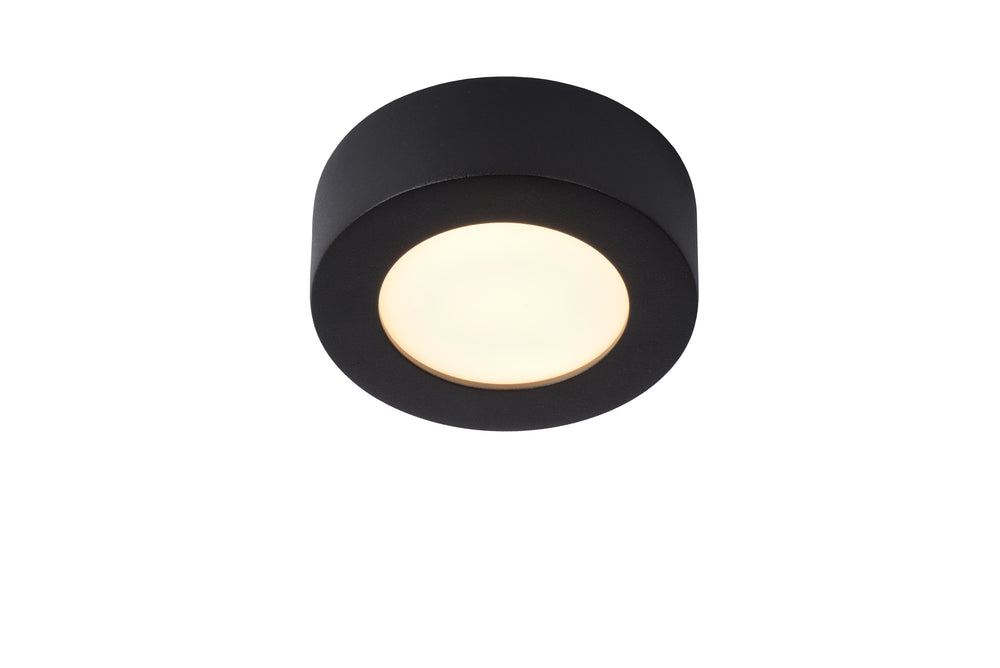 Lucide BRICE LED badrumstaklampa, rund 8W dimbar 3000K IP44 Matt Svart Ø117mm