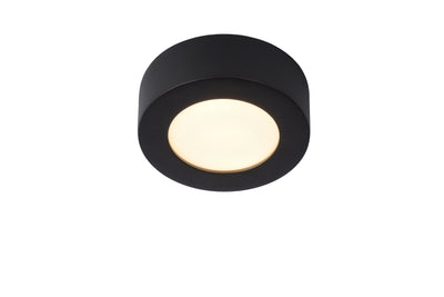 Lucide BRICE LED badrumstaklampa, rund 8W dimbar 3000K IP44 Matt Svart Ø117mm
