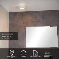 Lucide BRICE LED bathroom ceiling light, round 8W 3000K dimmable, IP44 White Ø117mm