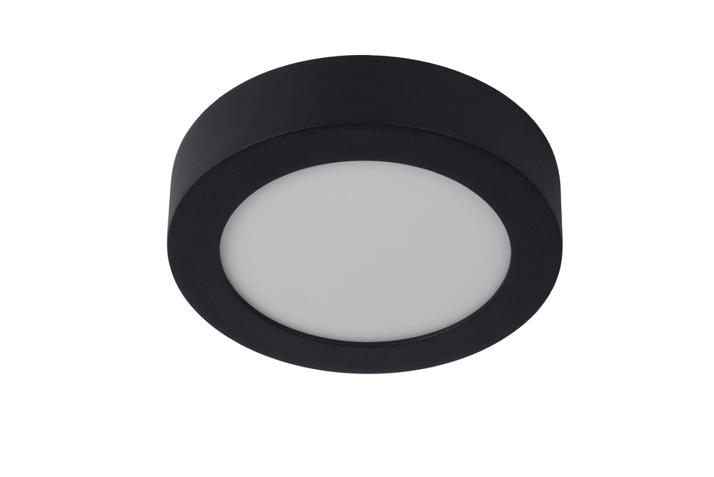 Lucide BRICE LED badrumstaklampa, 12W 3000K dimbar, IP44 rund Svart Ø18cm