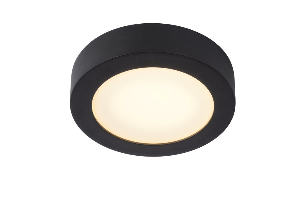 Lucide BRICE LED badrumstaklampa, 12W 3000K dimbar, IP44 rund Svart Ø18cm