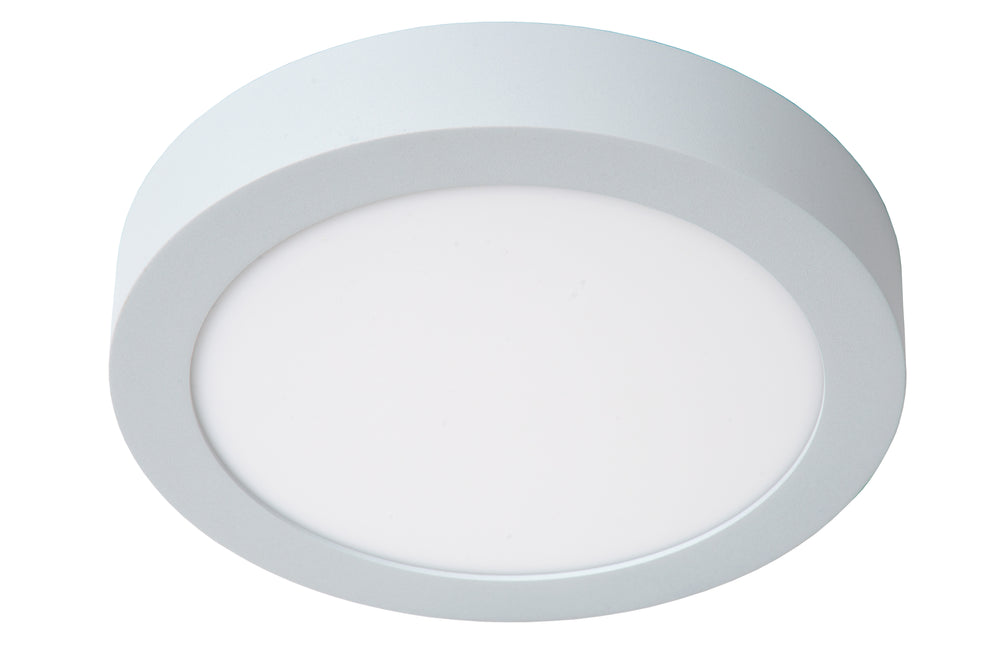 Lucide BRICE LED badrumstaklampa, dimbar 15W 3000K, IP44 rund 24cm Vit modern design