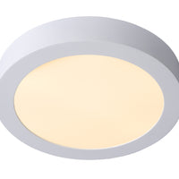 Lucide BRICE LED badrumstaklampa, dimbar 15W 3000K, IP44 rund 24cm Vit modern design