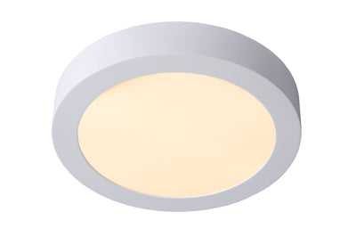 Lucide BRICE LED badrumstaklampa, dimbar 15W 3000K, IP44 rund 24cm Vit modern design