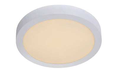 Lucide BRICE LED badrumstaklampa, dimbar 30W 3000K, rund 300mm, IP44, vit finish