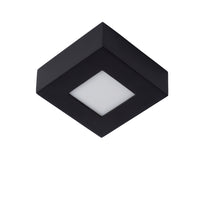 Lucide BRICE LED taklampa för badrum, dimbar 8W 3000K, IP44, fyrkantig svart finish