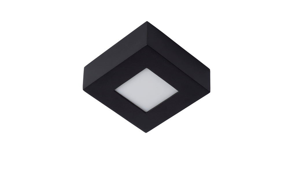 Lucide BRICE LED taklampa för badrum, dimbar 8W 3000K, IP44, fyrkantig svart finish