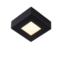 Lucide BRICE LED taklampa för badrum, dimbar 8W 3000K, IP44, fyrkantig svart finish