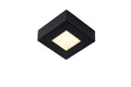 Lucide BRICE LED taklampa för badrum, dimbar 8W 3000K, IP44, fyrkantig svart finish