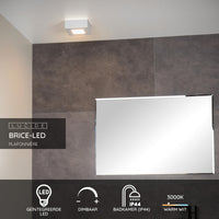 Lucide BRICE LED badrumstaklampa, dimbar 8W 3000K, IP44, kvadratisk vit aluminium 220-240V