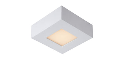 Lucide BRICE LED badrumstaklampa, dimbar 8W 3000K, IP44, kvadratisk vit aluminium 220-240V