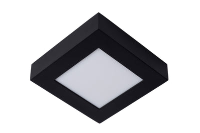 Lucide BRICE LED badrumstaklampa, dimbar 15W 3000K, IP44, fyrkantig matt svart finish