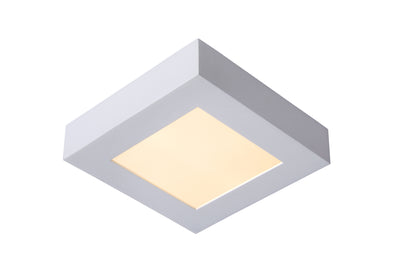 Lucide BRICE LED badrumstaklampa, dimbar 15W 3000K, IP44, fyrkantig matt vit finish