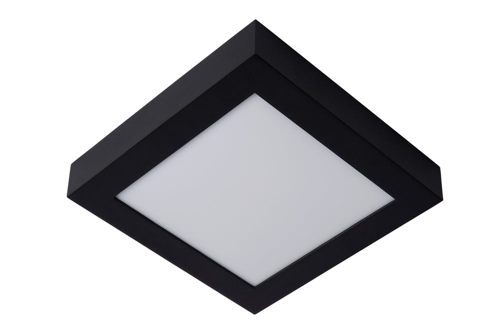 Lucide BRICE LED badrumstaklampa, dimbar 22W 3000K IP44, fyrkantig 220mm Matt Svart