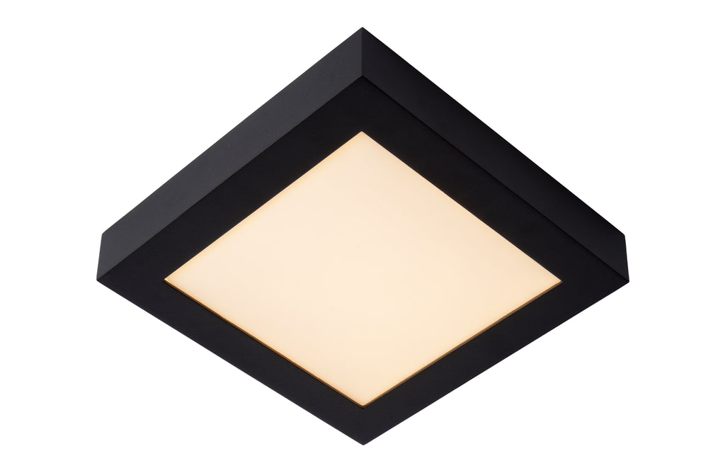 Lucide BRICE LED badrumstaklampa, dimbar 22W 3000K IP44, fyrkantig 220mm Matt Svart