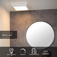 Lucide BRICE LED badrumstaklampa, dimbar 30W 3000K, IP44, Vit, modern fyrkantig design