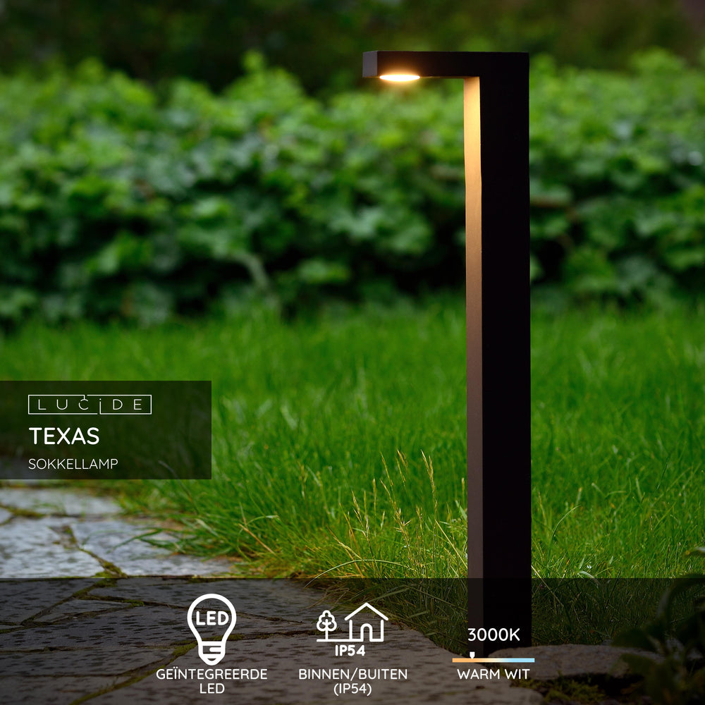 Lucide TEXAS LED pollare 7W 3000K IP54 Antracit utomhus aluminium 220-240V 600mm modern trädgårdsbelysning