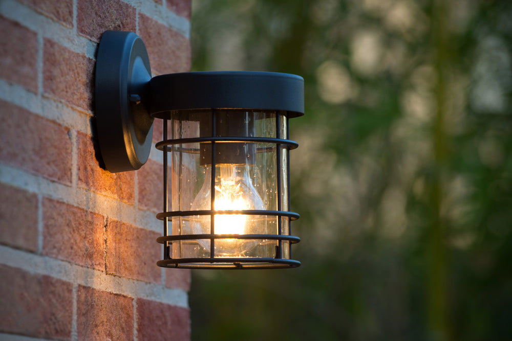 Lucide KEPPEL vägglampa inomhus utomhus E27 sockel IP44 Matt Svart metall 220-240V 60W