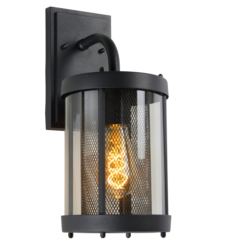 Lucide Makkum vägglampa, 1xE27, IP23 utomhus inomhuslampa, Matt Svart metall, 220-240V, 60W max
