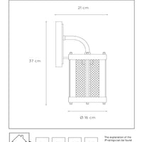 Lucide Makkum vägglampa, 1xE27, IP23 utomhus inomhuslampa, Matt Svart metall, 220-240V, 60W max