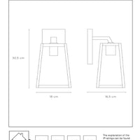 Lucide MATSLOT vägglampa inomhus utomhus, E27 sockel, max 60W, IP23, Matt svart metall trapetsoiddesign