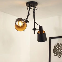 Lucide QUINNY takspotlight 2xE27 Svart stål, roterbar och lutbar, IP20 inomhus belysning i industriell stil