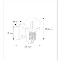 Lucide OTTELIEN vägglampa, 1xE27, max 60W, 220-240V, IP20, modern matt svart stål med mässingssockel