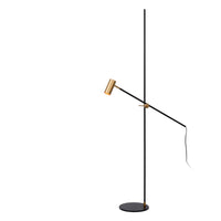 Lucide PHILINE modern floor reading lamp, 1xGU10, LED compatible, height adjustable, Matt Black with Gold head