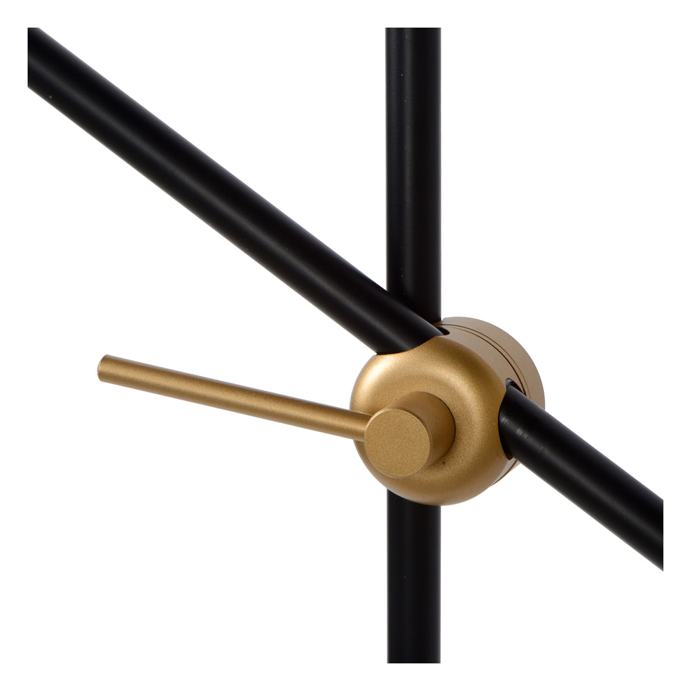 Lucide PHILINE modern floor reading lamp, 1xGU10, LED compatible, height adjustable, Matt Black with Gold head