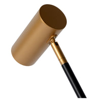Lucide PHILINE modern floor reading lamp, 1xGU10, LED compatible, height adjustable, Matt Black with Gold head