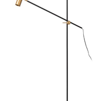 Lucide PHILINE modern floor reading lamp, 1xGU10, LED compatible, height adjustable, Matt Black with Gold head