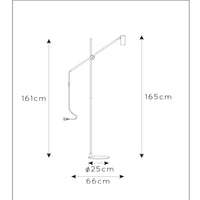 Lucide PHILINE modern floor reading lamp, 1xGU10, LED compatible, height adjustable, Matt Black with Gold head