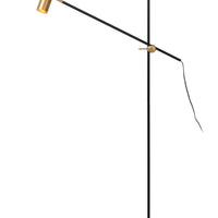 Lucide PHILINE modern floor reading lamp, 1xGU10, LED compatible, height adjustable, Matt Black with Gold head