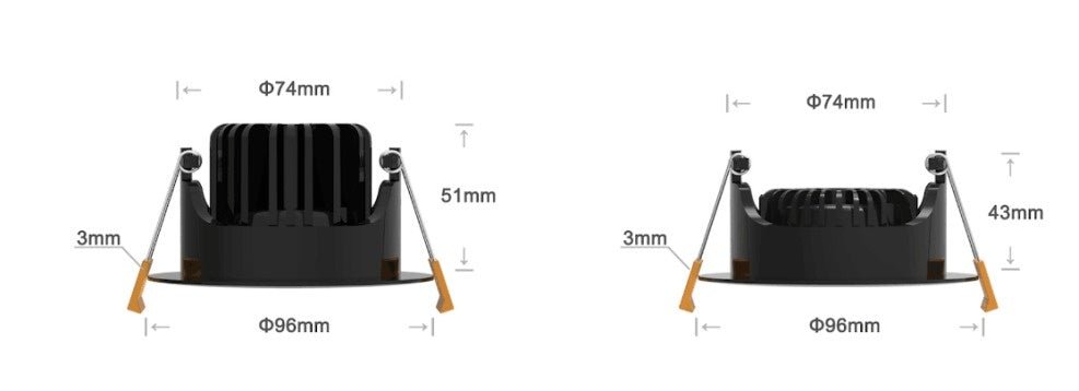 LED-inbyggnadsspotlight från LCB, 95mm, 5W, 420 lumen, 2700K varmvit, IP65, dimbar, för badrum