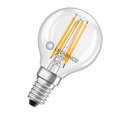 Klassisk LED E14 päronfilament klar 4W 470 lumen 2700K mycket varm vit ersätter 40W