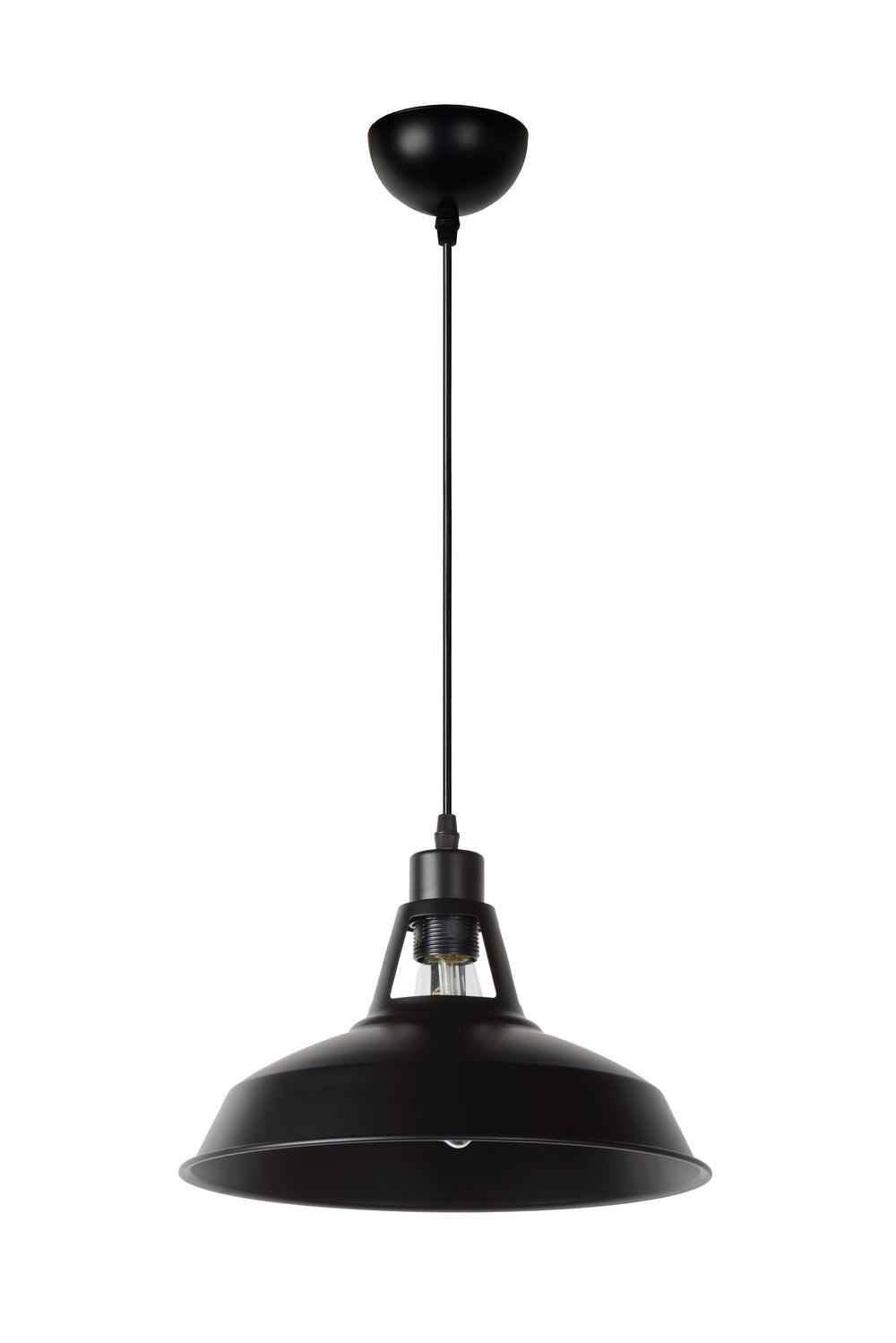 Lucide BRASSY-BIS hanging lamp Black, 1xE27 socket, adjustable height, round metal shade Ø31cm, IP20