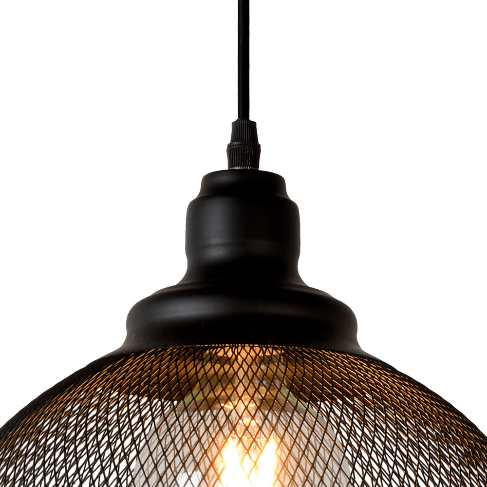 Lucide MESH hänglampa Svart Ø28cm 1xE27 modern metallpendel IP20 höjdjusterbar dimbar