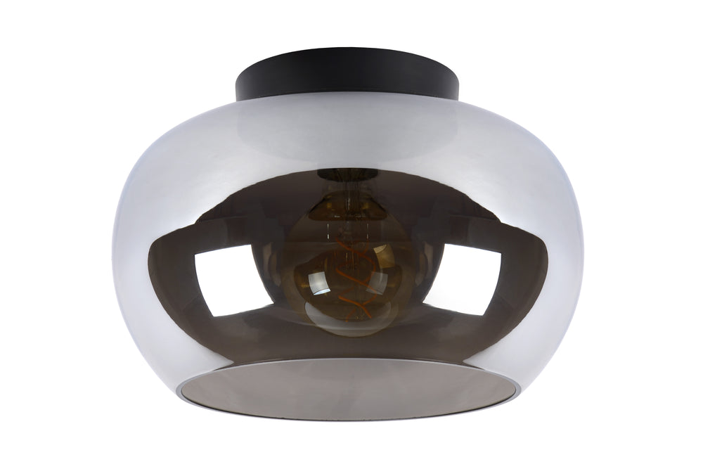Lucide JUDI taklampa Ø30,5 cm, rökfärgat glas, 1xE27, dimbar, modern stil, metallram, IP20